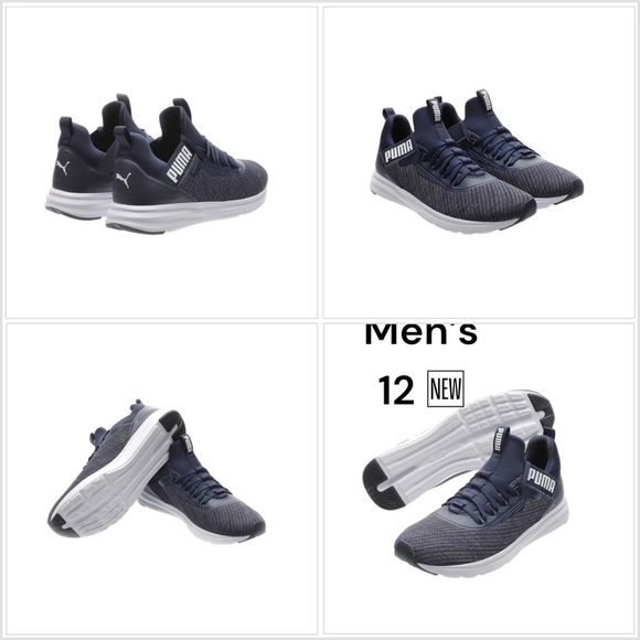 Men’s Puma 12 Navy Blue Enzo Woven Sneakers Shoes Softfoam Insole Lightweight - Picture 1 of 10